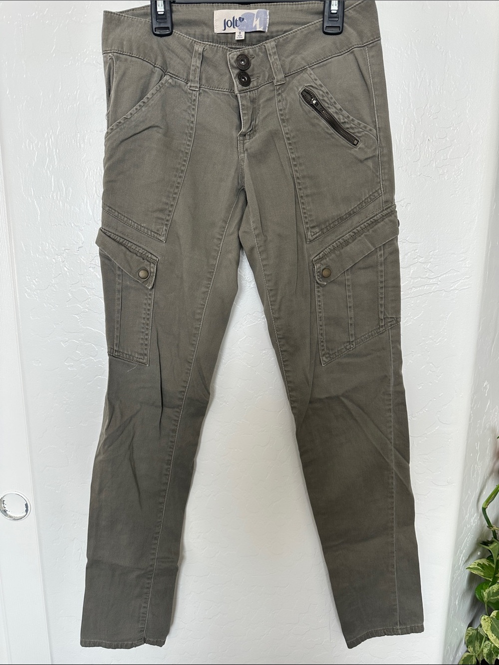 Jolt Olive Green Skinny Cargo Pants